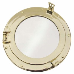 Miroir en forme de hublot en laiton Diamètre 28,5x18,5 cm