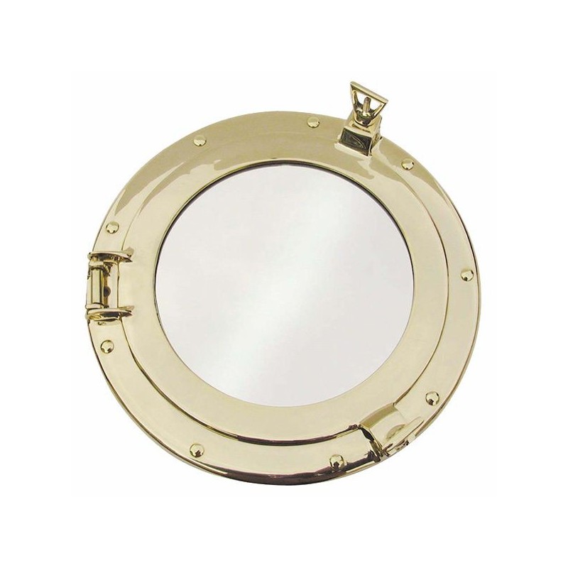 Miroir en forme de hublot en laiton Diamètre 28,5x18,5 cm