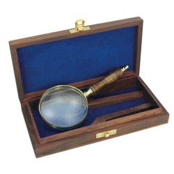 Loupe bois et laiton -  Longueur 18cm - Diamètre 7,5cm en coffret bois