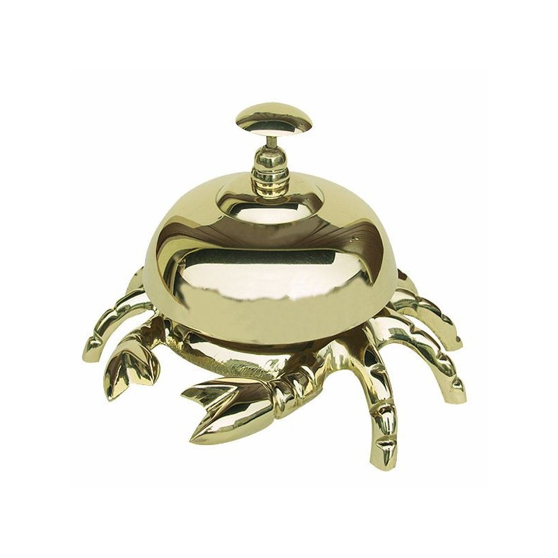 Sonnette de comptoir - Crabe en laiton - Hauteur 9cm - diamètre 13cm