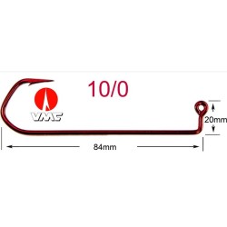 HAMECON VMC BARBARIAN 5150 RD N° 10-0 BOITE DE 100  - en stock - Hamecons Jig