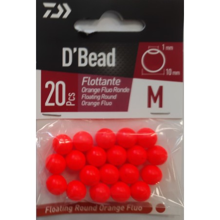 PERLE DAIWA RONDE FLOTTANTE ORANGE FLUO M DIAM 10MM - 20pcs