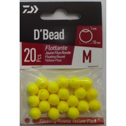 PERLE DAIWA RONDE FLOTTANTE JAUNE FLUO M DIAM 10MM 20pcs