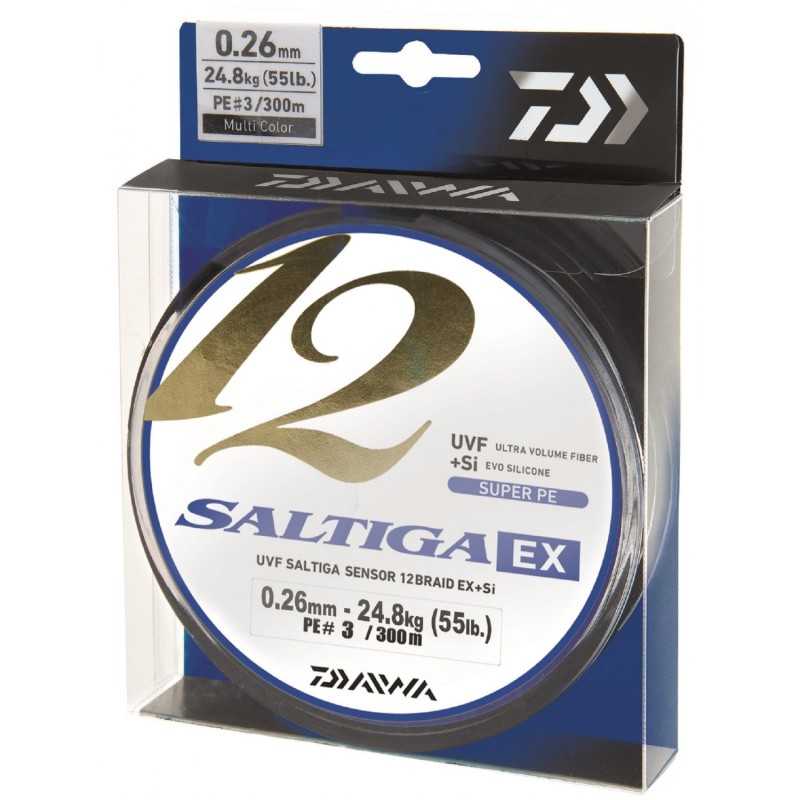 TRESSE DAIWA SALTIGA 12 BRINS 300M 0.16MM 14 KG - PE 1.5 - MULTICOLOR