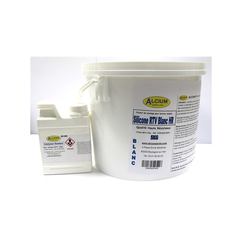 SILICONE RTV BLANC HR HAUTE RESISTANCE 5 KG AVEC CATALYSEUR 250 GRS