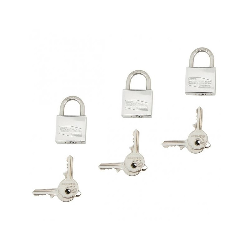 lot de 3 CADENAS MARINOX l 30mm  clés identiques