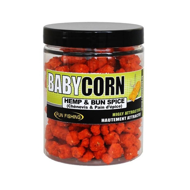 Pellets Baby Corn- 200gr - Hemp and Bun spice - Orange FUN FISHING