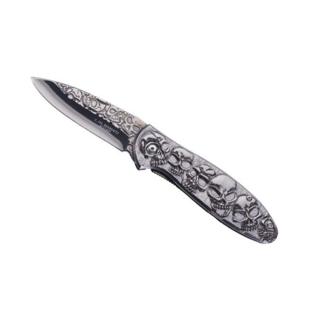 COUTEAU HERBERTZ TETE DE MORT TOUT INOX 11.5 CM