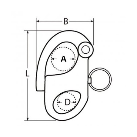 MOUSQUETON DE DRISSE A OEIL FIXE INOX A4 - 52mm 