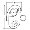 MOUSQUETON DE DRISSE A OEIL FIXE INOX A4 - 96mm