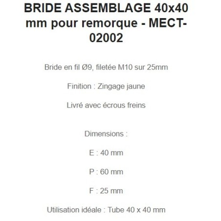 BRIDE ASSEMBLAGE 40x40 mm pour remorque