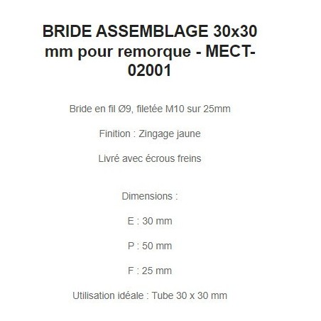 BRIDE ASSEMBLAGE 30x30 mm pour remorque - MECT-02001
