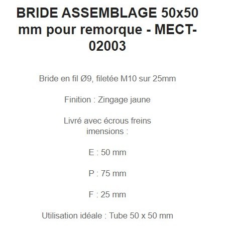 BRIDE ASSEMBLAGE 50x50 mm pour remorque