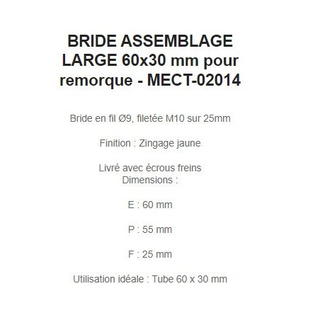 BRIDE ASSEMBLAGE LARGE 30x60 mm pour remorque