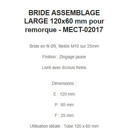 BRIDE ASSEMBLAGE LARGE 120x60 mm pour remorque - MECT-02017