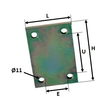 PLAQUETTE ASSEMBLAGE 4 TROUS 60x100 mm pour remorque - MECT-02027