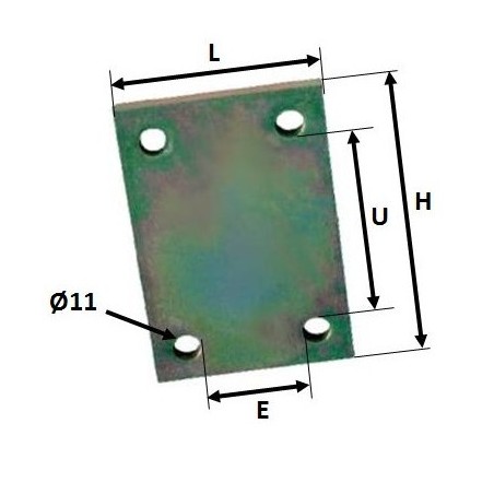 PLAQUETTE ASSEMBLAGE 4 TROUS 80x100 mm pour remorque - MECT-02028