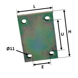 PLAQUETTE ASSEMBLAGE 4 TROUS 80x90 mm pour remorque - MECT-02029---ndd