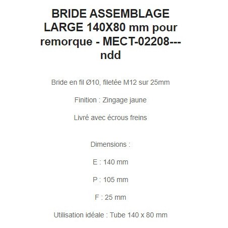 BRIDE ASSEMBLAGE LARGE 140X80 mm pour remorque - MECT-02208---