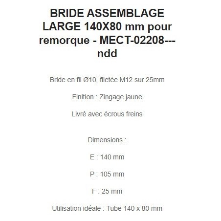 BRIDE ASSEMBLAGE LARGE 140X80 mm pour remorque - MECT-02208---ndd