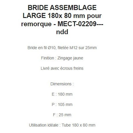 BRIDE ASSEMBLAGE LARGE 180x 80 mm pour remorque - MECT-02209---