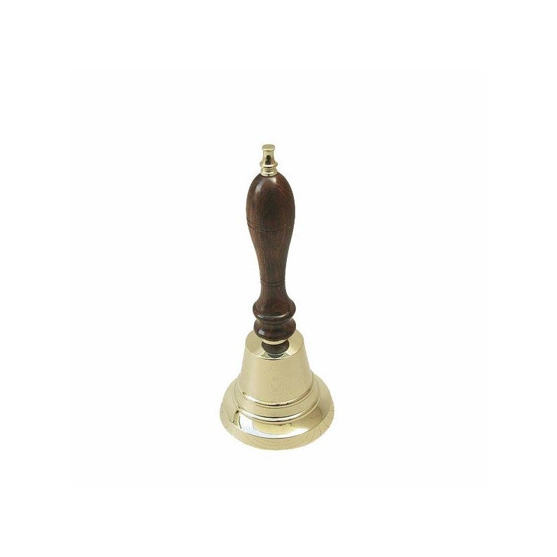 Cloche de table laiton et bois - Hauteur 18 cm - diamètre 7,5 cm