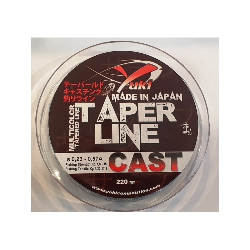 Nylon Conique Yuki TAPER LINE CAST 220 mètres de 0,23 à 0,47 mm ---ndd