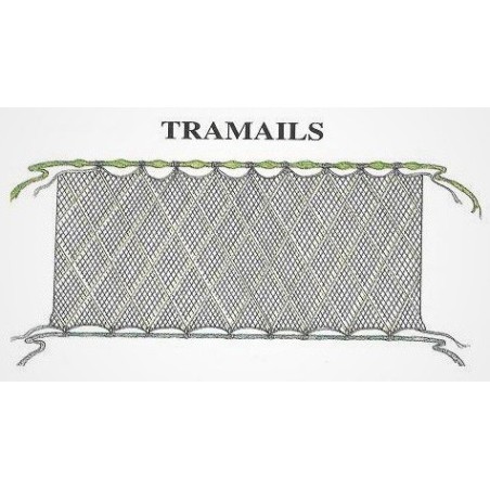 Filet de pêche Tramail longueur 25m – maille 50mm - 100 mm étirée - Hauteur 1M80