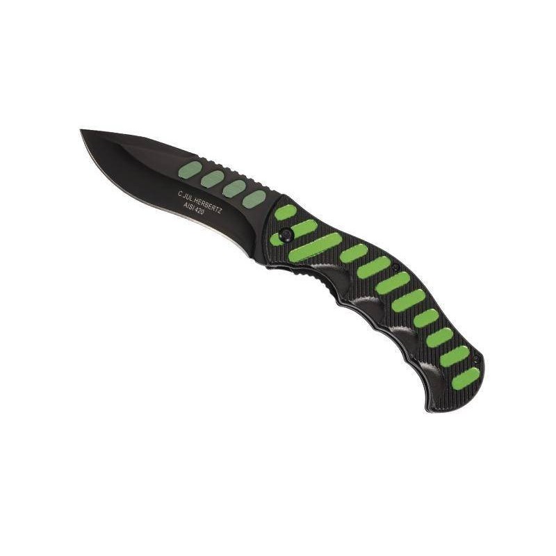 COUTEAU PLIANT HERBERTZ ALU NOIR VERT 12.5CM