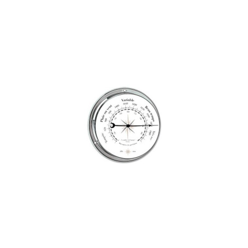 Baromètre - Chromé 115 mm -  Rose des vents - en stock - Horloge et Baromètre