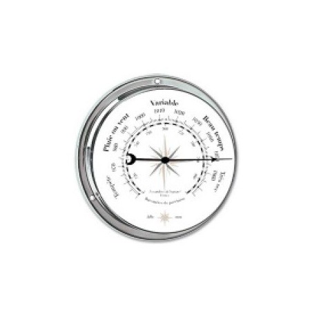 Baromètre - Chromé 115 mm -  Rose des vents - en stock - Horloge et Baromètre