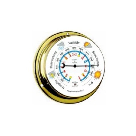 Baromètre - Laiton - 115 mm - Fond Couleurs - en stock - Horloge et Baromètre