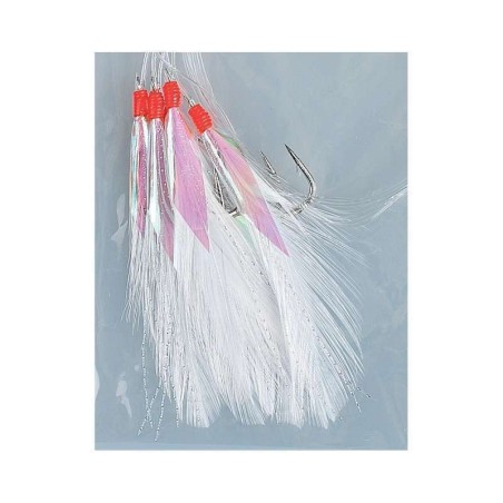 BAS DE LIGNE PLUMES MAQUEREAUX 5 HAM 2/0 BLANC 