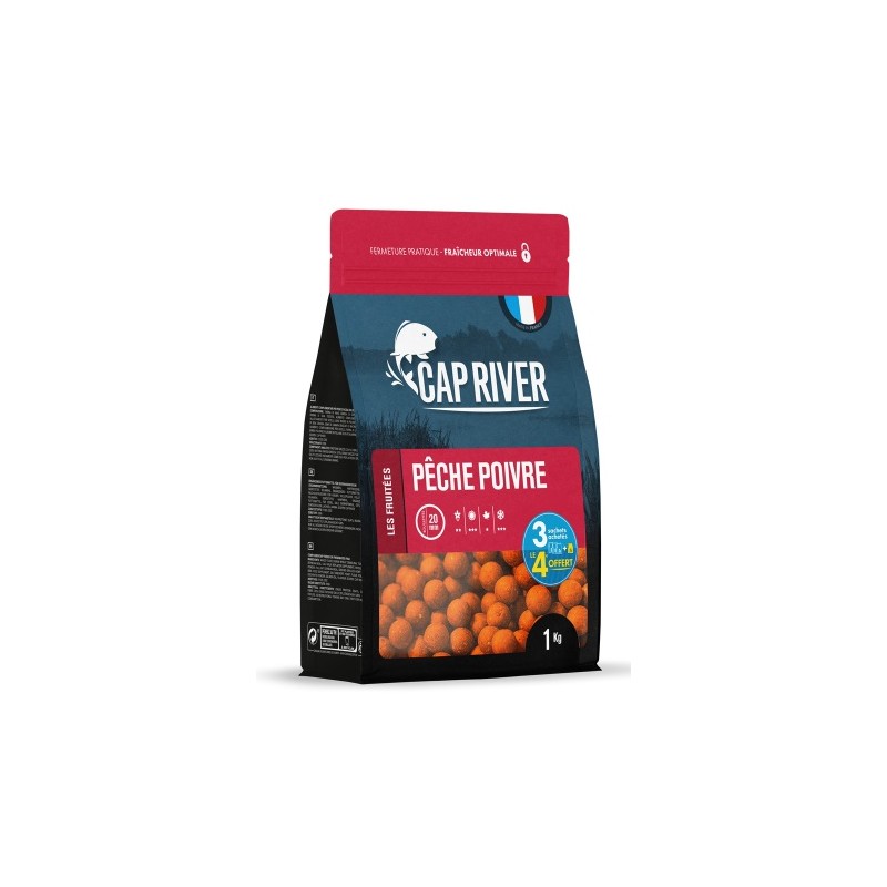 Bouillettes Peche Poivre - 15 mm - 1kg- CAP RIVER