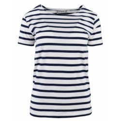 MARINIERE PECHEUR FEMME MANCHES COURTES  BLANC/MARINE T.S 