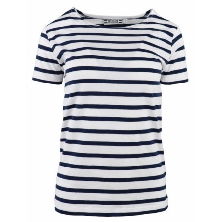 MARINIERE PECHEUR FEMME MANCHES COURTES  BLANC/MARINE T.S 