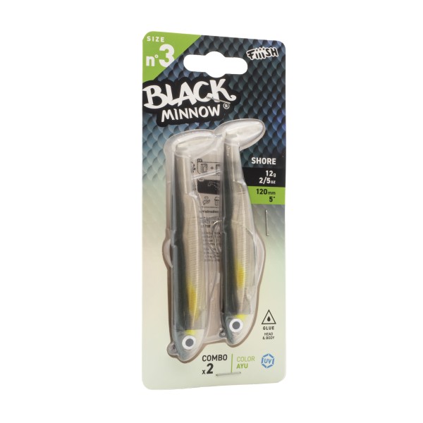 Leurres Double Combo BLACK MINNOW 120 Shore 12g AYU - Fiiish