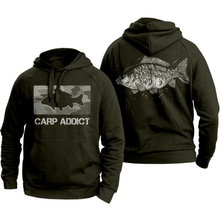 SWEAT MOTIF CARPE - VERT OLIVE L - CARP ADDICT