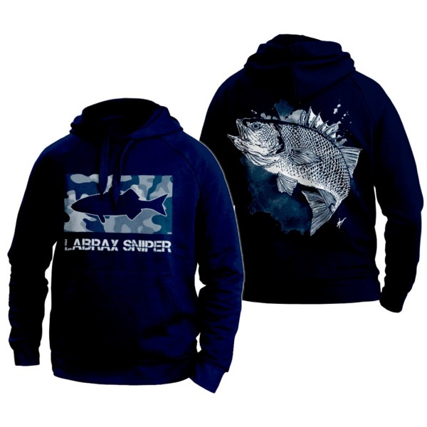 SWEAT SEABASS MOTIF BAR - BLEU MARINE L - LABRAX SNIPER