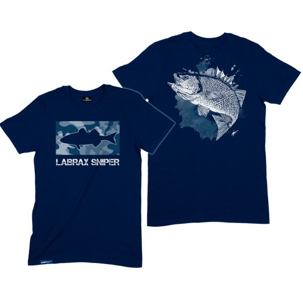 TSHIRT SEABASS MOTIF BAR - BLEU MARINE XXXL - 3XL - LABRAX SNIPER