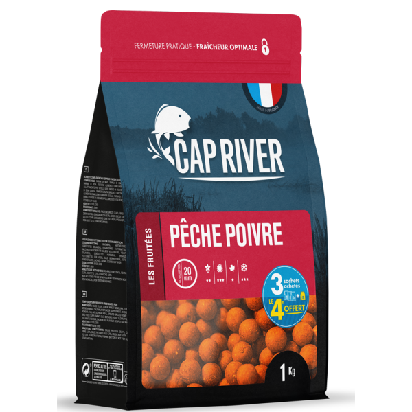 Bouillettes Peche Poivre - 10 mm - 1kg- CAP RIVER