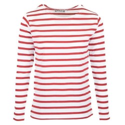 MARINIERE PECHEUR FEMME MANCHES LONGUES BLANC/ROUGE T.S 