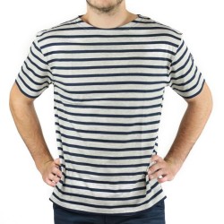 MARINIERE PECHEUR HOMME MANCHES LONGUES BLANC/MARINE T.L 