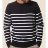 Pull marin homme, 3 boutons à l'épaule MARINE/ECRU T.L 