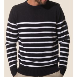 Pull marin homme, 3 boutons à l'épaule MARINE/ECRU T.XXL 