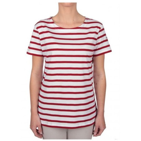 MARINIERE REGATE FEMME MANCHES COURTES BLANC/ROUGE T.XS 