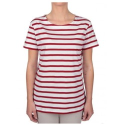 MARINIERE REGATE FEMME MANCHES COURTES BLANC/ROUGE T.XXL 