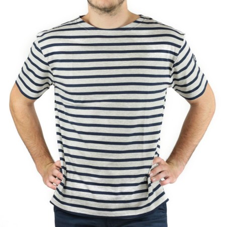 MARINIERE PECHEUR HOMME MANCHES LONGUES BLANC/MARINE T.M 