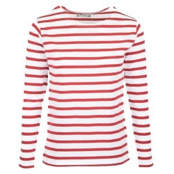 MARINIERE PECHEUR HOMME MANCHES LONGUES BLANC/ROUGE T.XXXL 