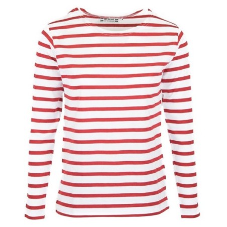 MARINIERE PECHEUR HOMME MANCHES LONGUES BLANC/ROUGE T.XXXL 